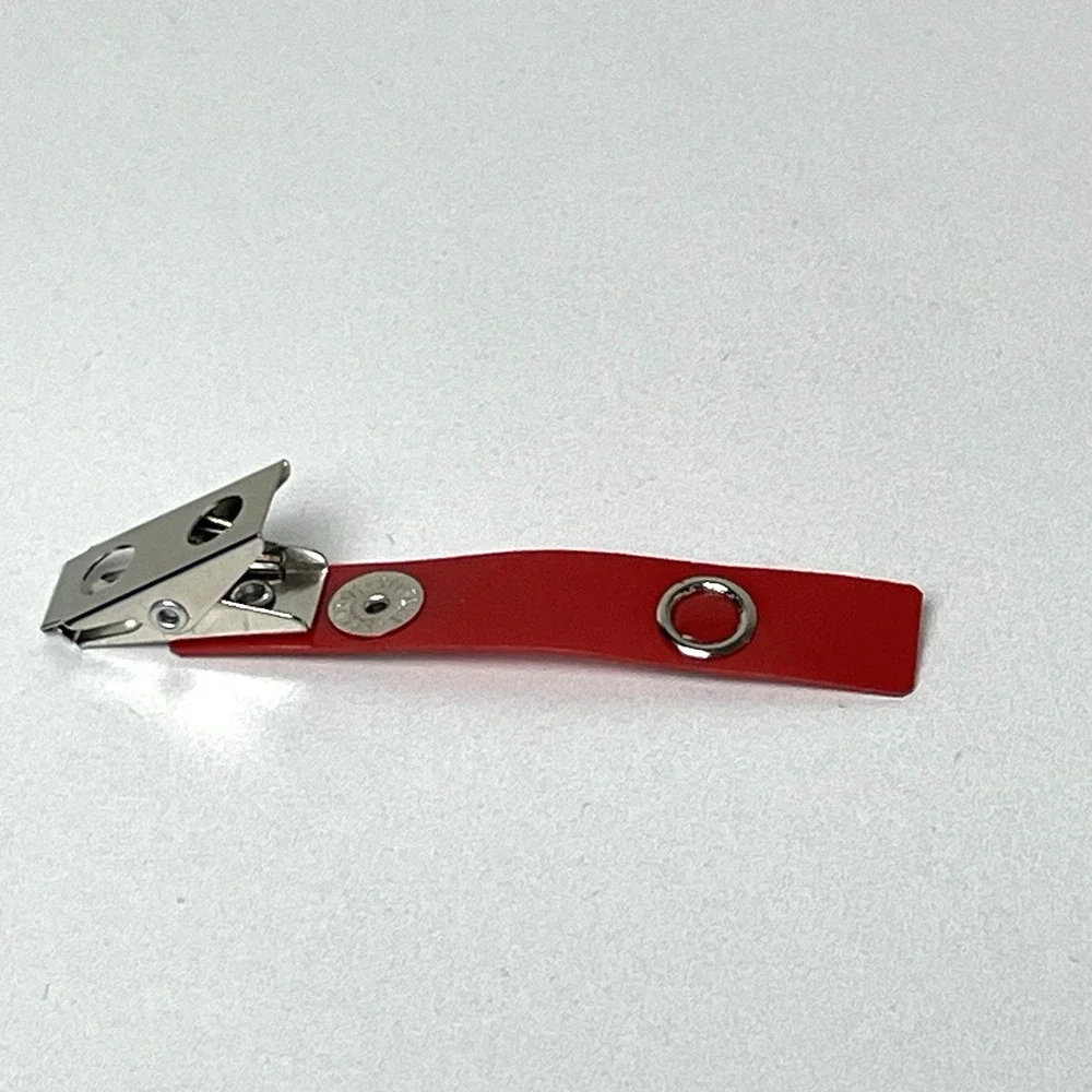 98 Pack Premium Badge Clips with Red Vinyl Strap & Metal Clip